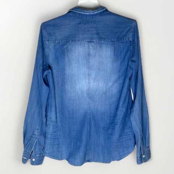 Frank & Eileen Barry Famous Denim Shirt Distressed Vintage Wash Sz XL - Picture 6 of 10